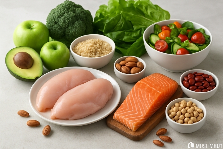 fresh halal foods assortment