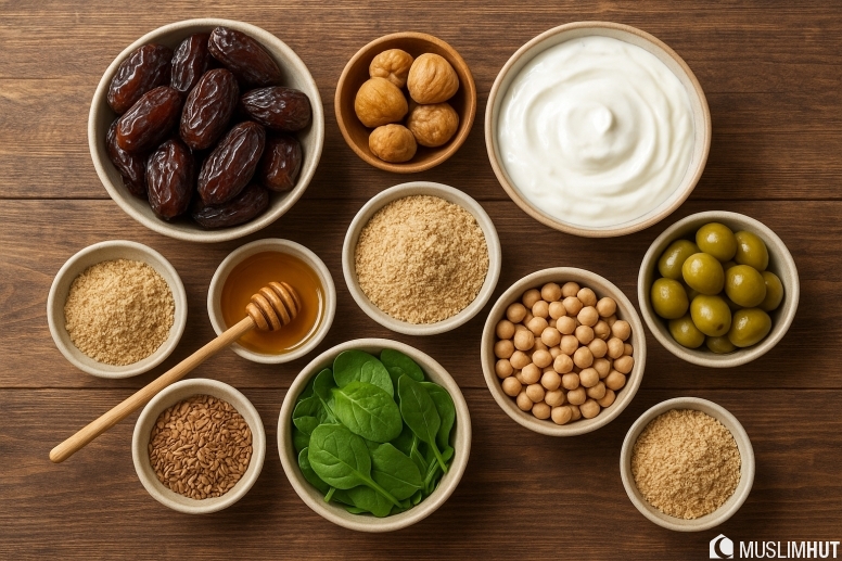 sunnah foods on rustic table